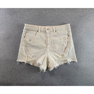 American‎ Eagle Shorts Womens 12 Cream Highest Rise 90's Boyfriend Embrodiered